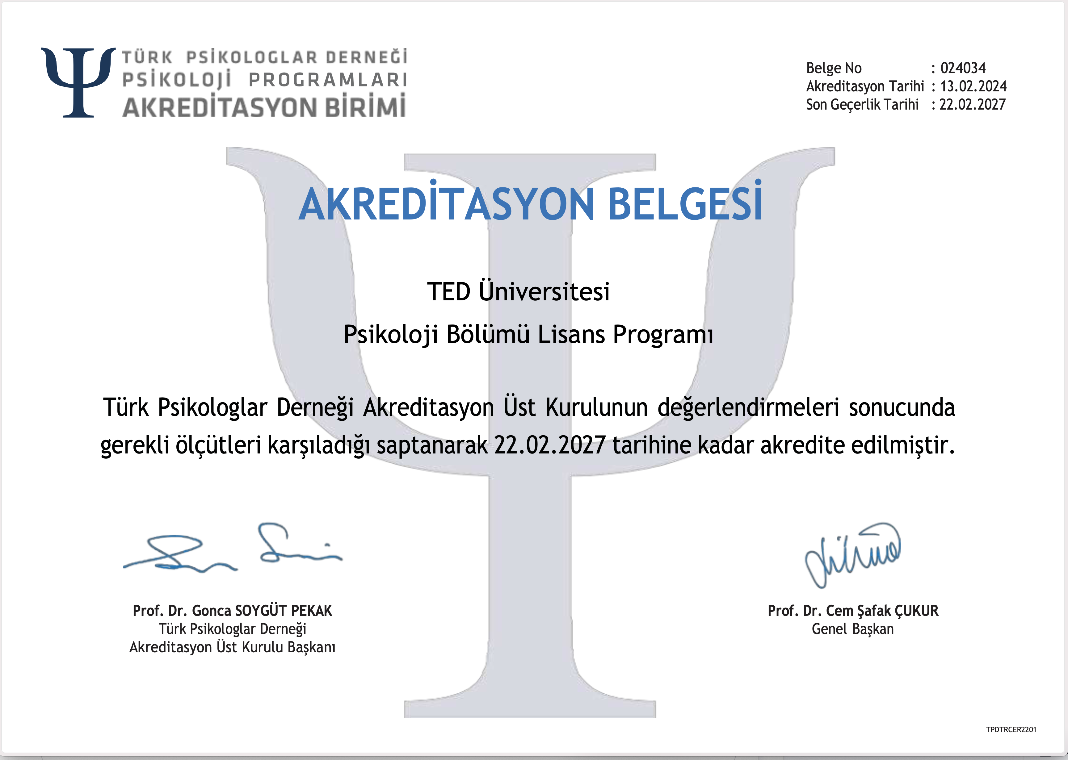 akreditasyon psikoloji
